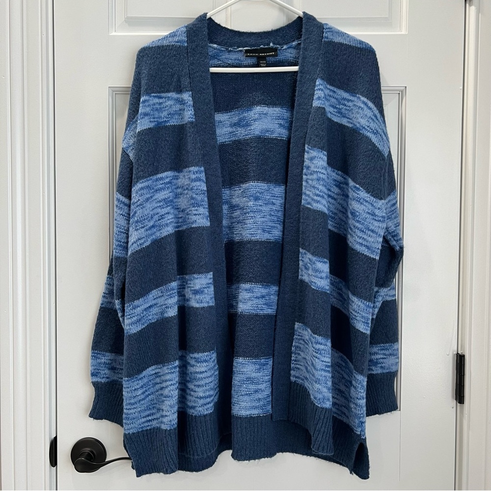 Lane Bryant Blue Striped Open Front Knit Cardigan Womens Size 18/20